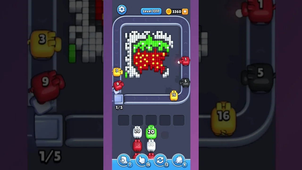 Pixel Flow Level 1317 grid layout and solution screenshot