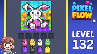 Pixel Flow Level 132 grid layout and solution screenshot