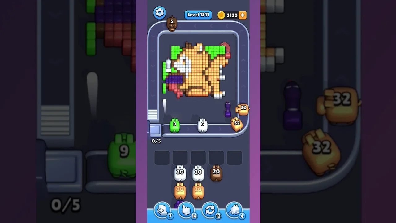 Pixel Flow Level 1321 grid layout and solution screenshot