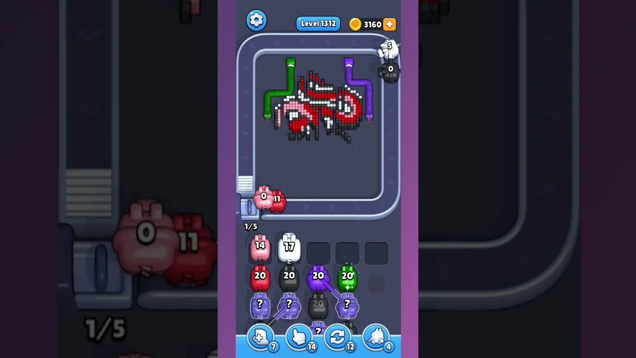 Pixel Flow Level 1322 grid layout and solution screenshot