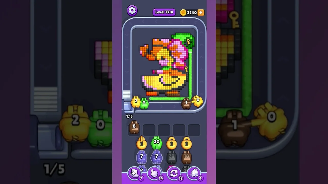 Pixel Flow Level 1324 grid layout and solution screenshot