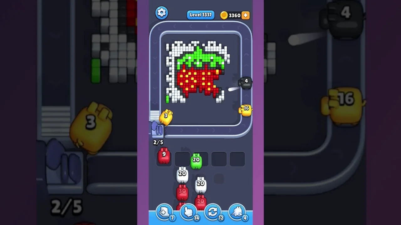 Pixel Flow Level 1327 grid layout and solution screenshot