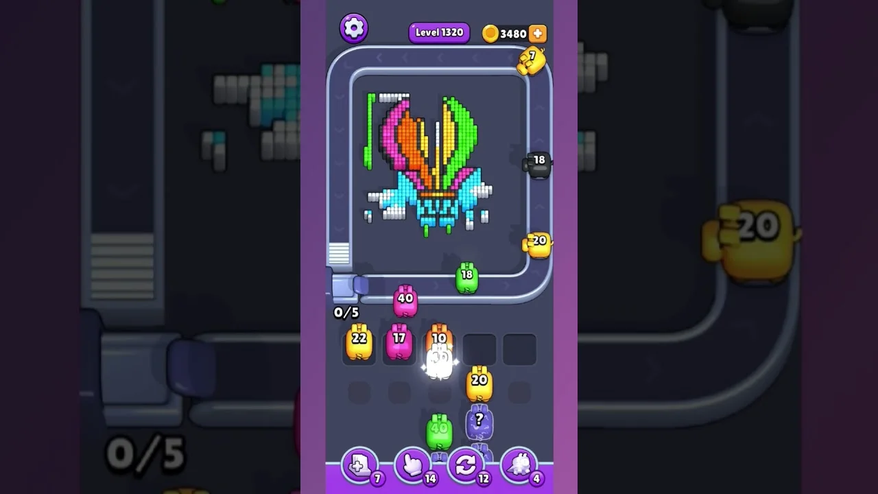 Pixel Flow Level 1330 grid layout and solution screenshot