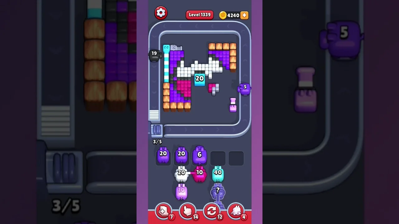 Pixel Flow Level 1339 grid layout and solution screenshot