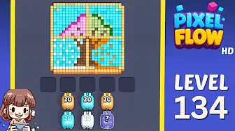 Pixel Flow Level 134 grid layout and solution screenshot