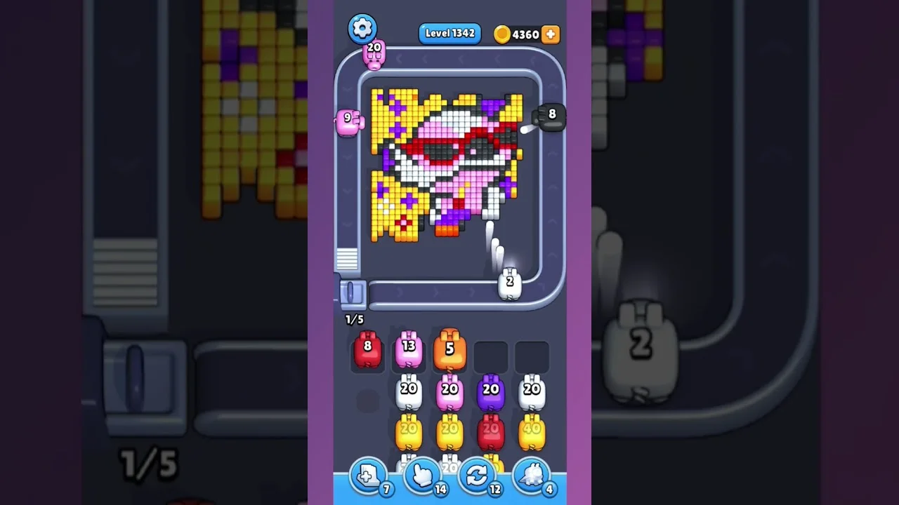Pixel Flow Level 1342 grid layout and solution screenshot