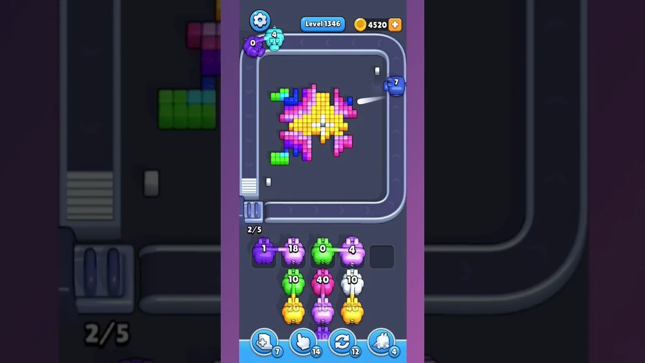 Pixel Flow Level 1346 grid layout and solution screenshot