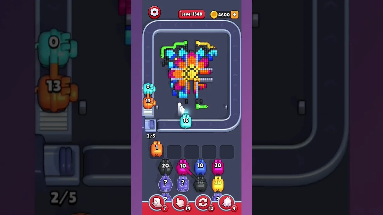 Pixel Flow Level 1348 grid layout and solution screenshot
