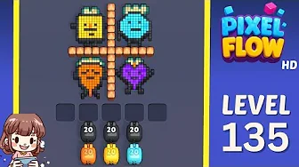 Pixel Flow Level 135 grid layout and solution screenshot