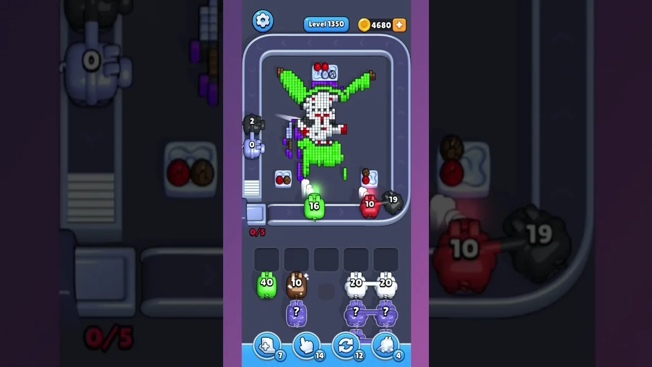 Pixel Flow Level 1350 grid layout and solution screenshot