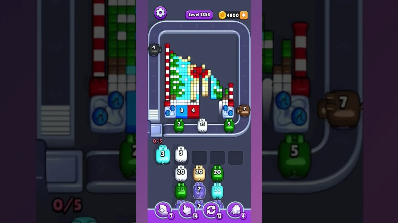 Pixel Flow Level 1353 grid layout and solution screenshot