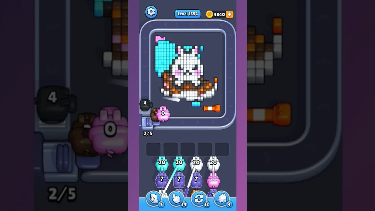 Pixel Flow Level 1354 grid layout and solution screenshot