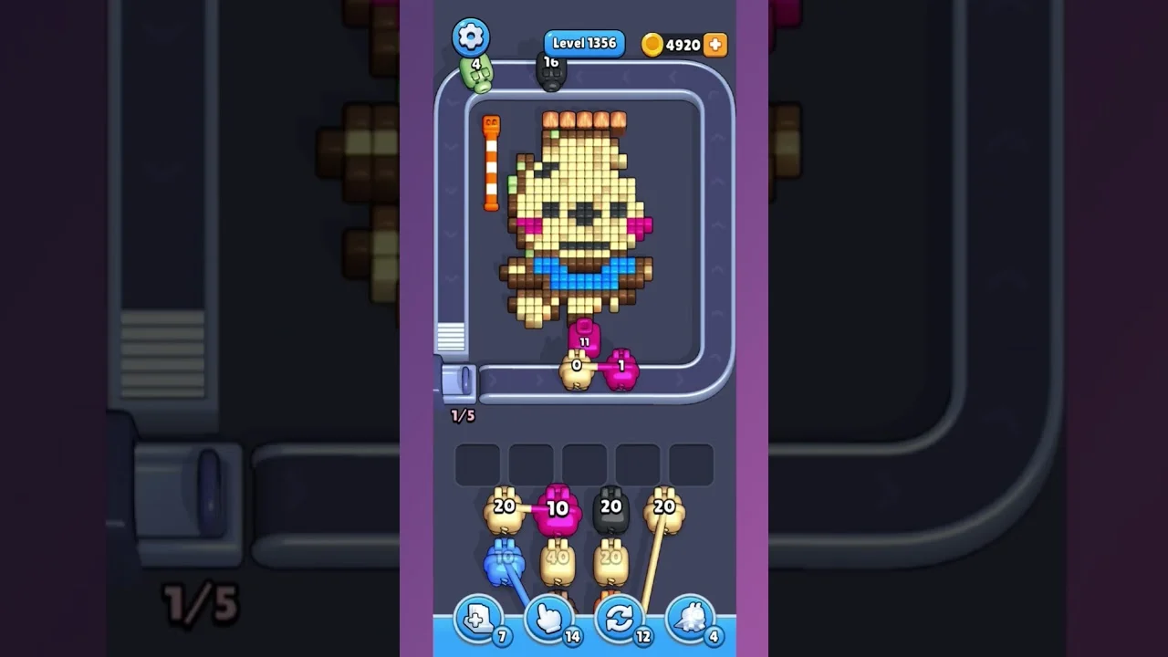 Pixel Flow Level 1356 grid layout and solution screenshot