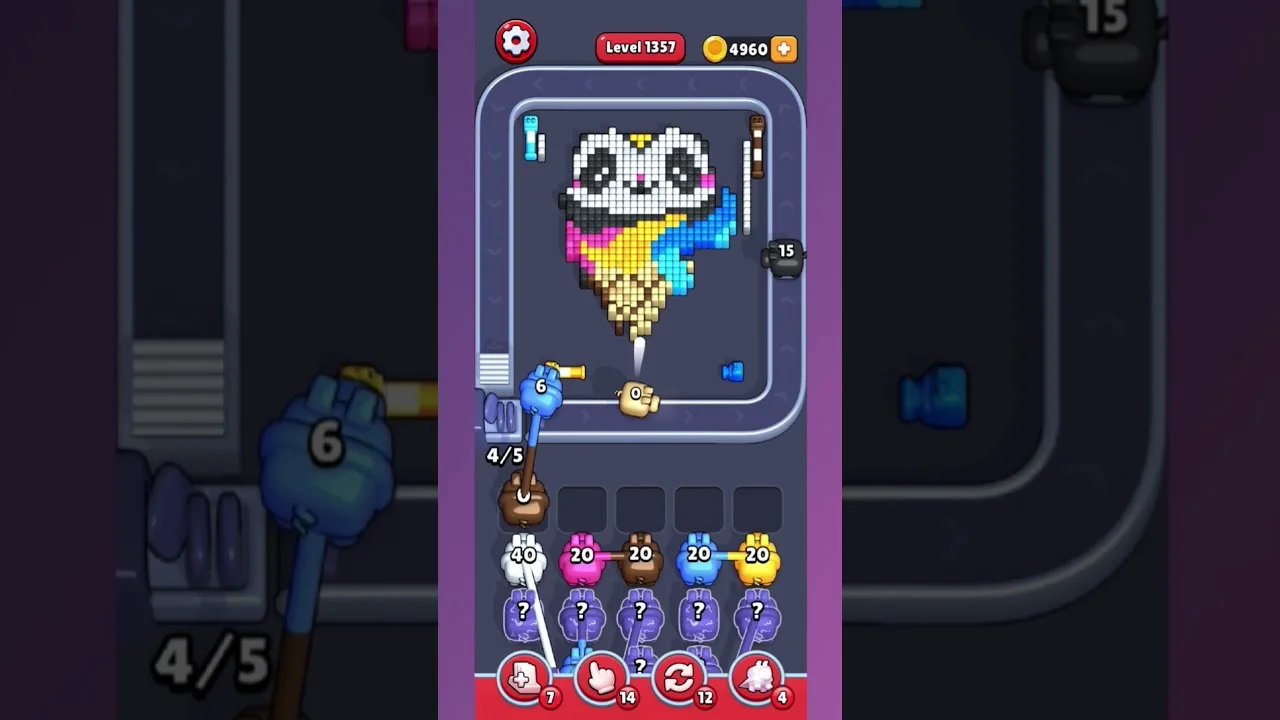 Pixel Flow Level 1357 grid layout and solution screenshot