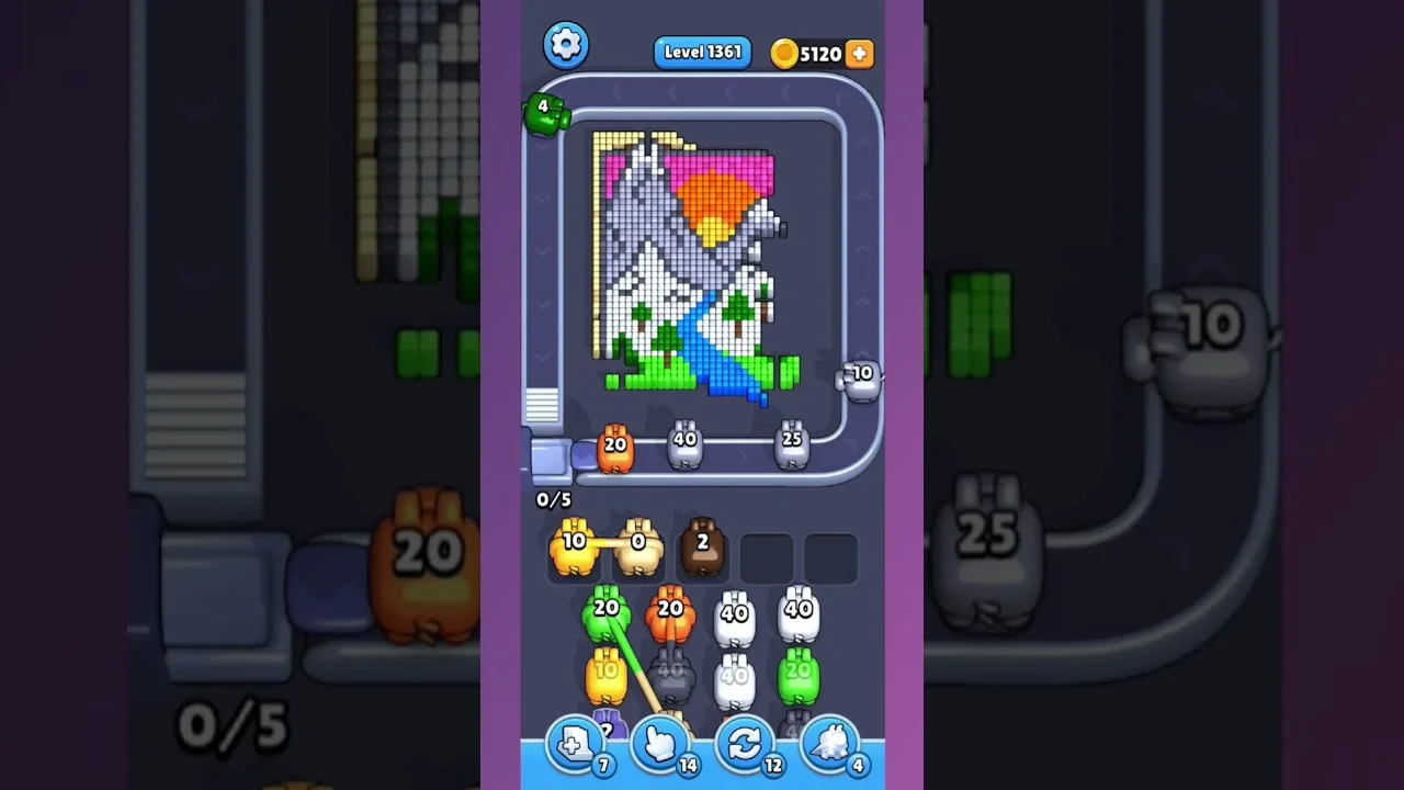 Pixel Flow Level 1361 grid layout and solution screenshot