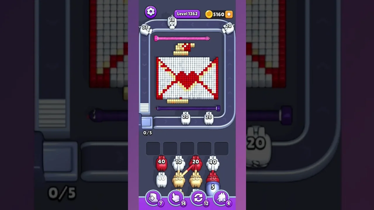 Pixel Flow Level 1362 grid layout and solution screenshot