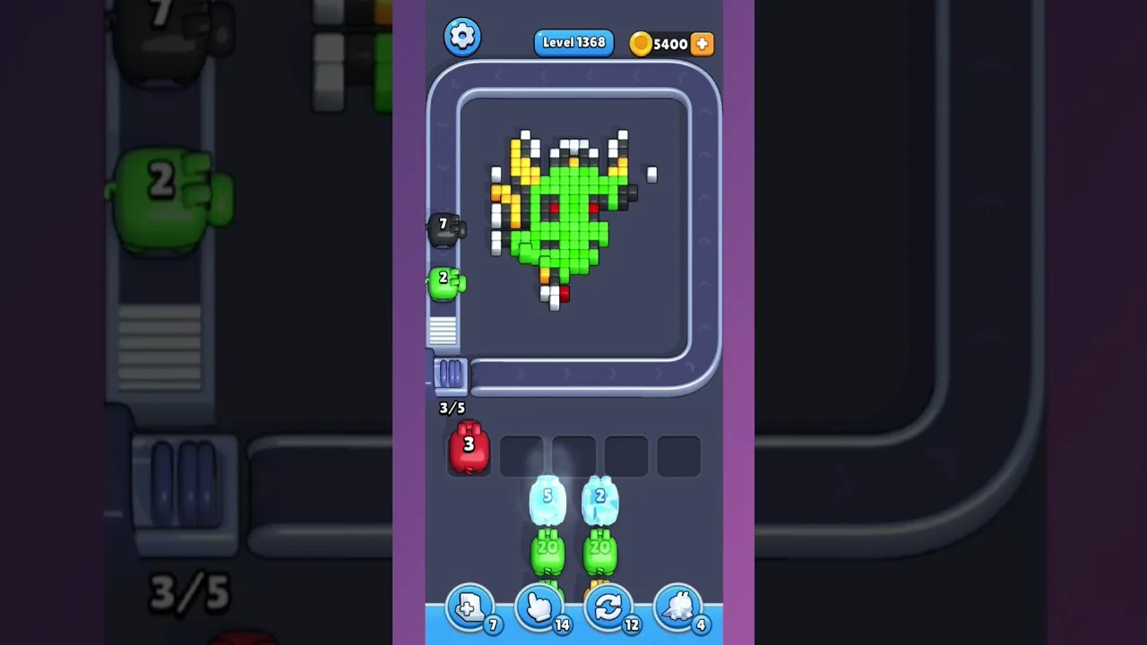 Pixel Flow Level 1368 grid layout and solution screenshot