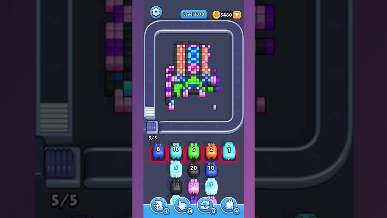 Pixel Flow Level 1369 grid layout and solution screenshot