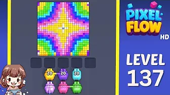 Pixel Flow Level 137 grid layout and solution screenshot