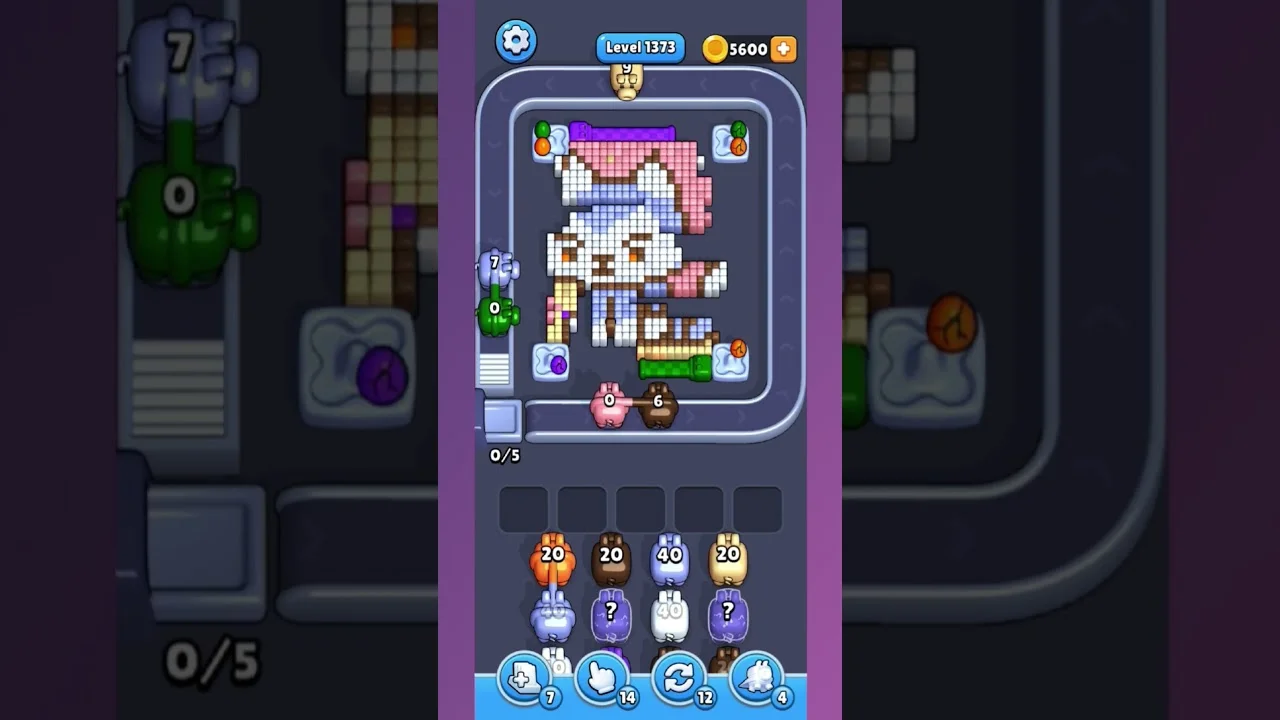 Pixel Flow Level 1373 grid layout and solution screenshot