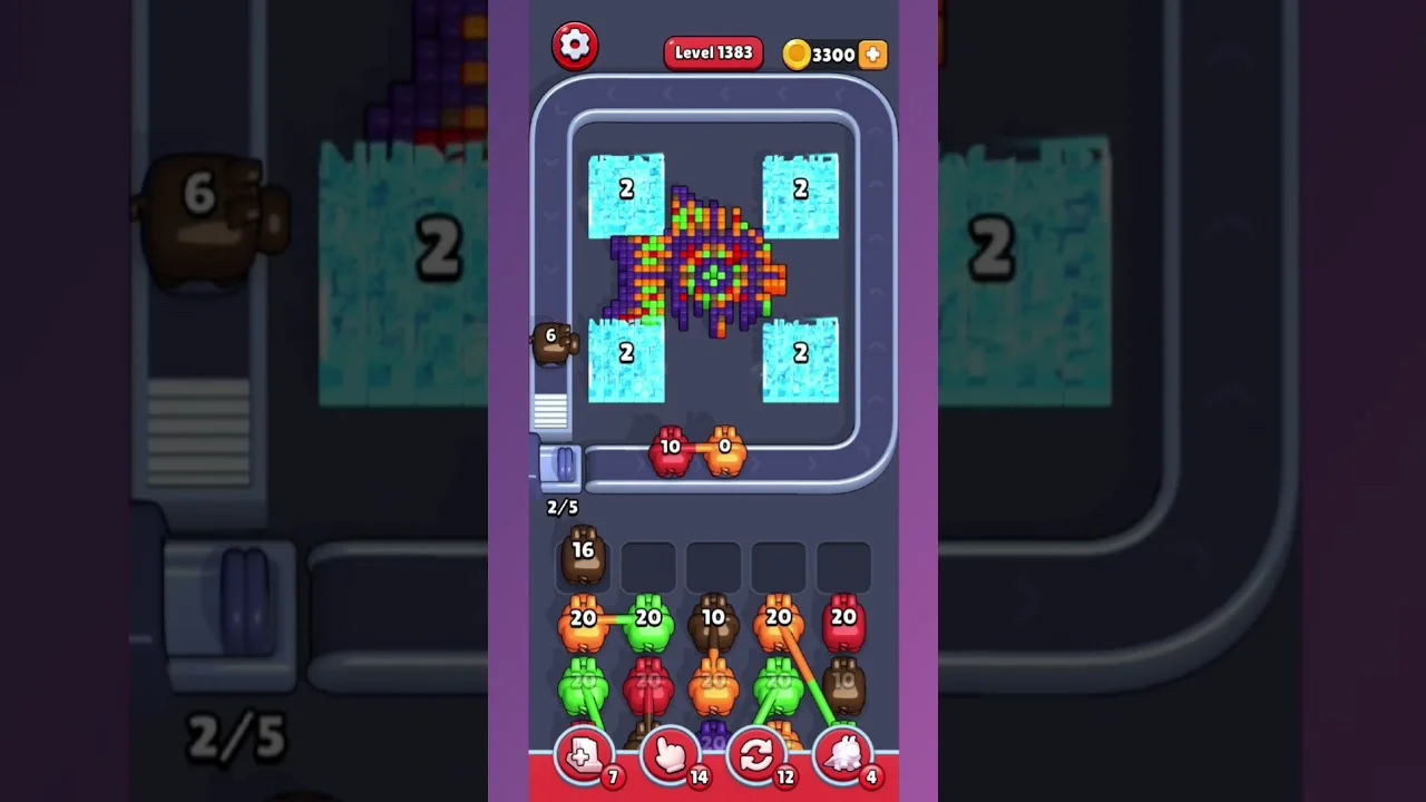 Pixel Flow Level 1383 grid layout and solution screenshot