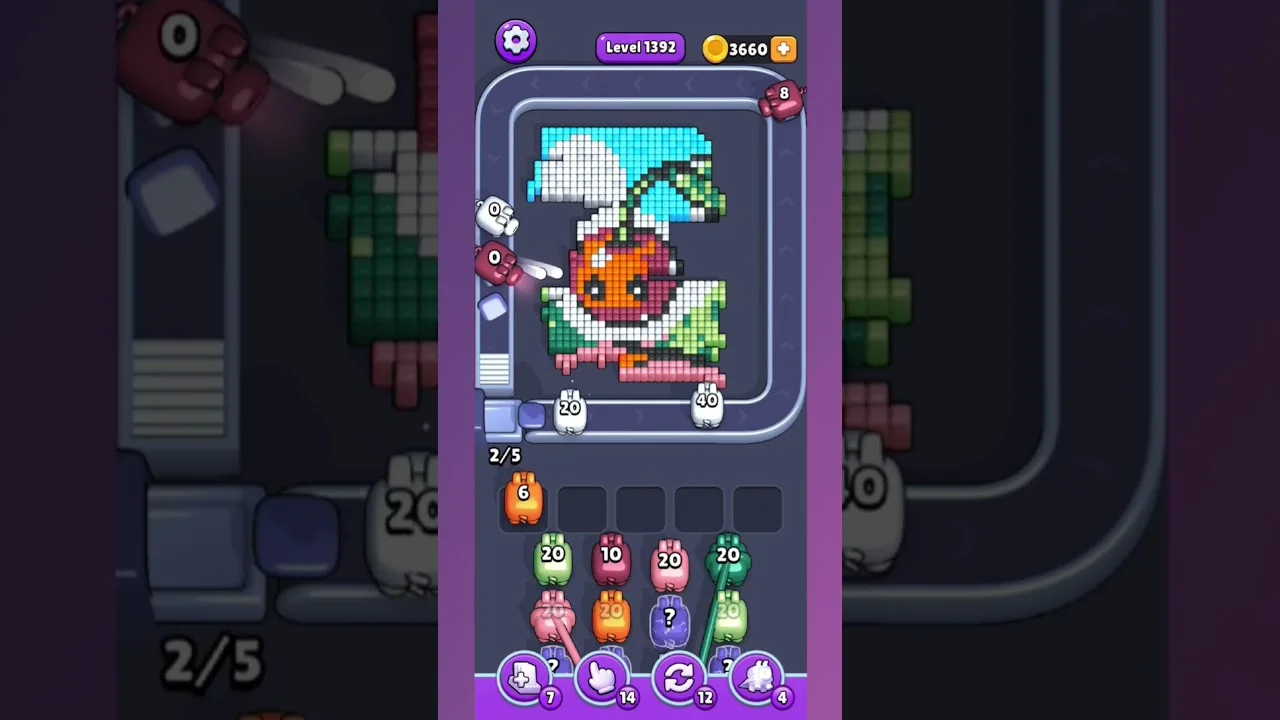 Pixel Flow Level 1392 grid layout and solution screenshot