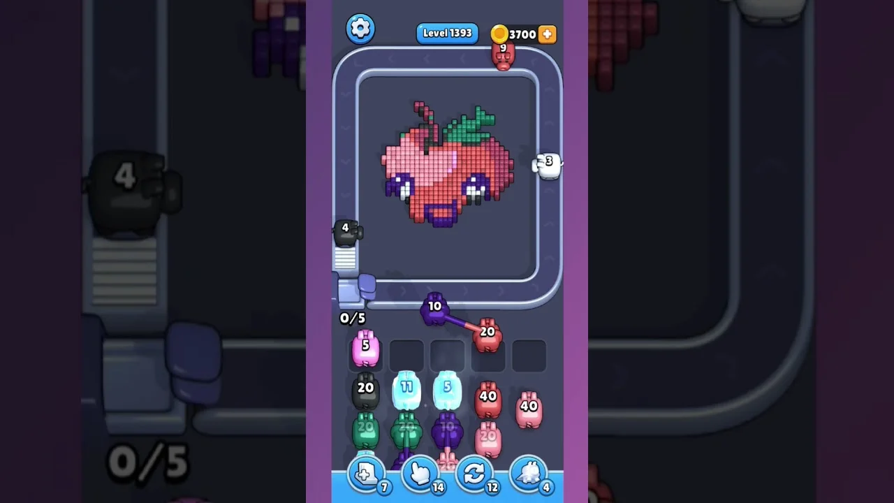 Pixel Flow Level 1393 grid layout and solution screenshot