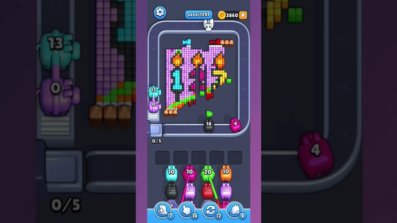 Pixel Flow Level 1397 grid layout and solution screenshot