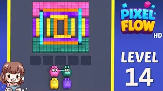 Pixel Flow Level 14 grid layout and solution screenshot