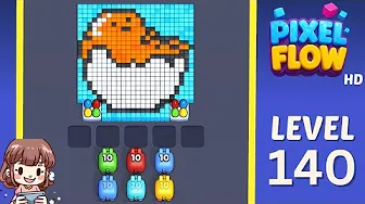 Pixel Flow Level 140 grid layout and solution screenshot