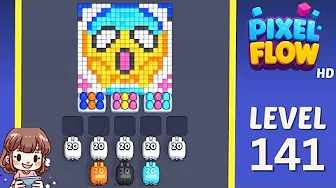Pixel Flow Level 141 grid layout and solution screenshot