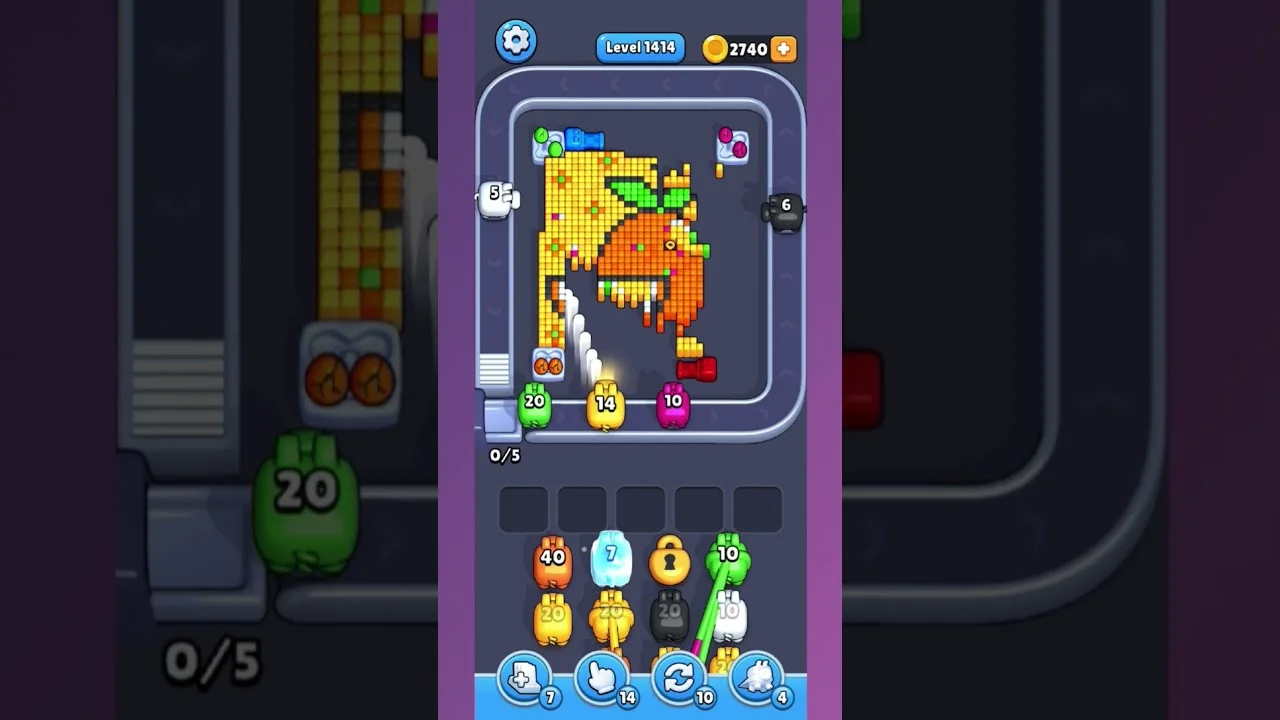 Pixel Flow Level 1414 grid layout and solution screenshot
