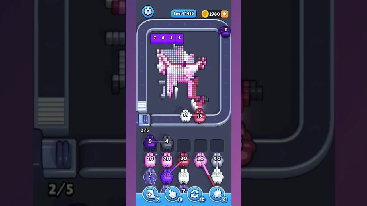 Pixel Flow Level 1415 grid layout and solution screenshot