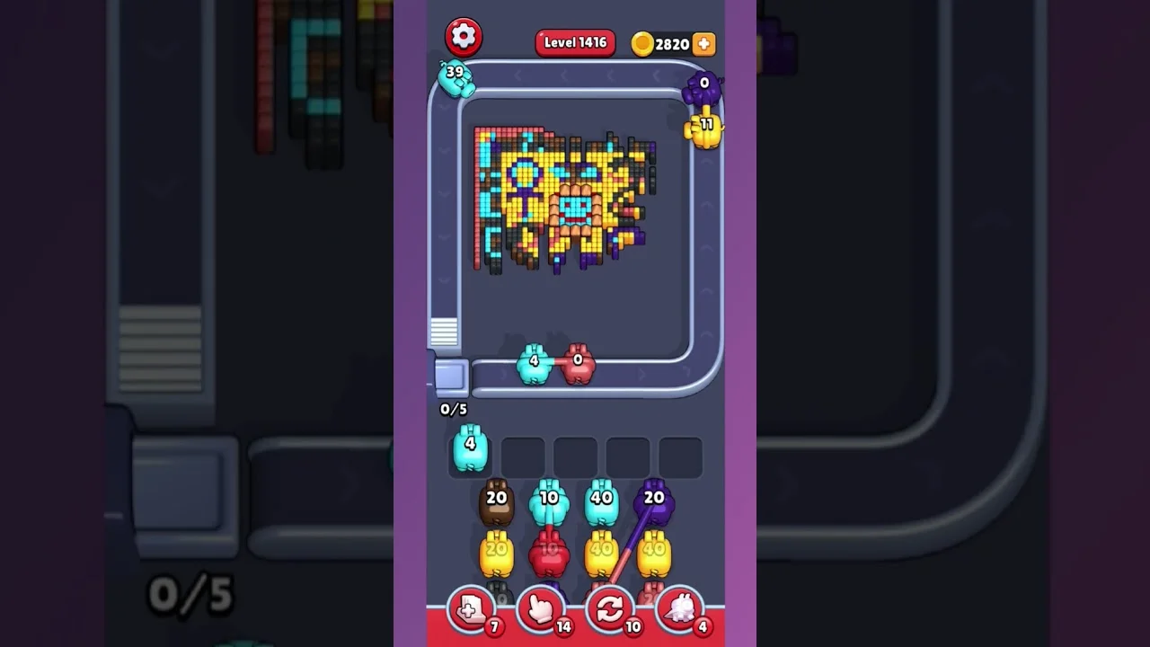 Pixel Flow Level 1416 grid layout and solution screenshot