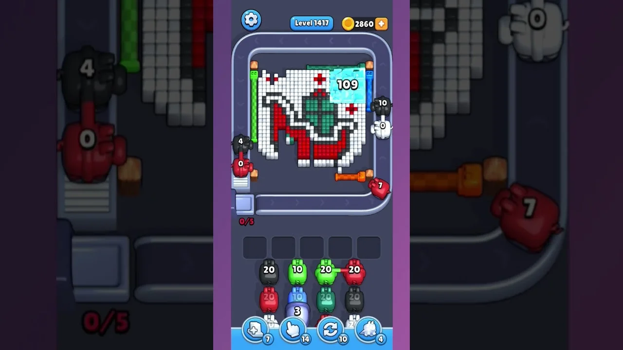 Pixel Flow Level 1417 grid layout and solution screenshot