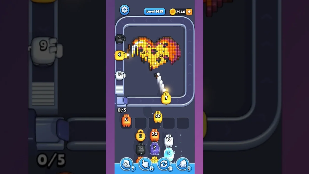 Pixel Flow Level 1419 grid layout and solution screenshot