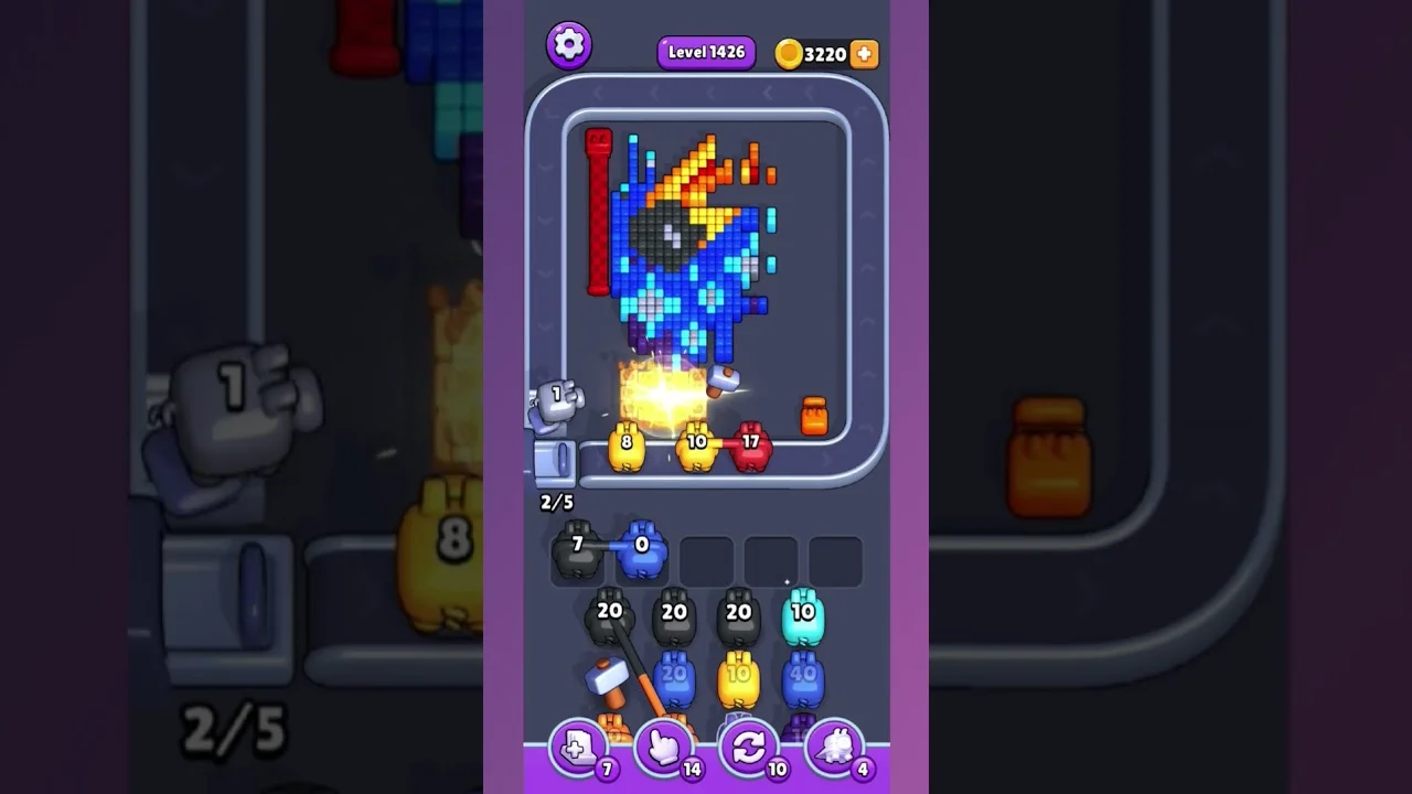 Pixel Flow Level 1426 grid layout and solution screenshot