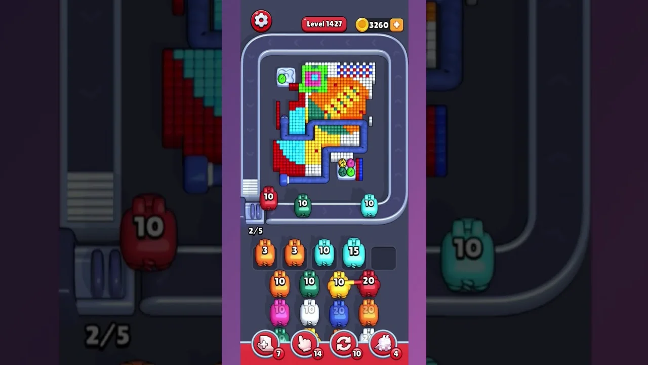 Pixel Flow Level 1427 grid layout and solution screenshot