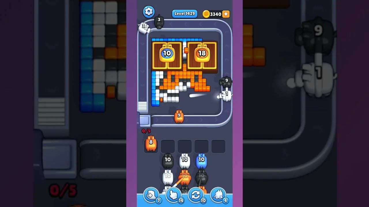 Pixel Flow Level 1429 grid layout and solution screenshot