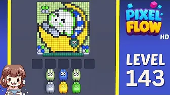 Pixel Flow Level 143 grid layout and solution screenshot