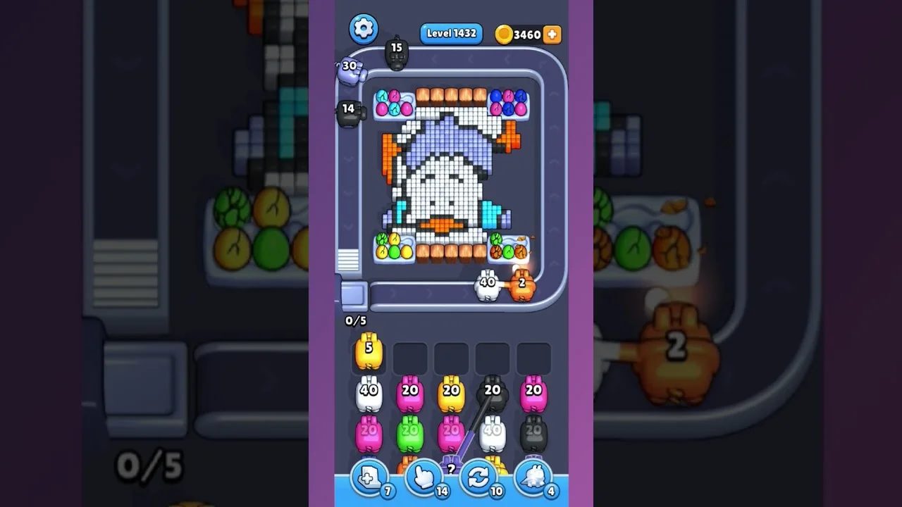 Pixel Flow Level 1432 grid layout and solution screenshot