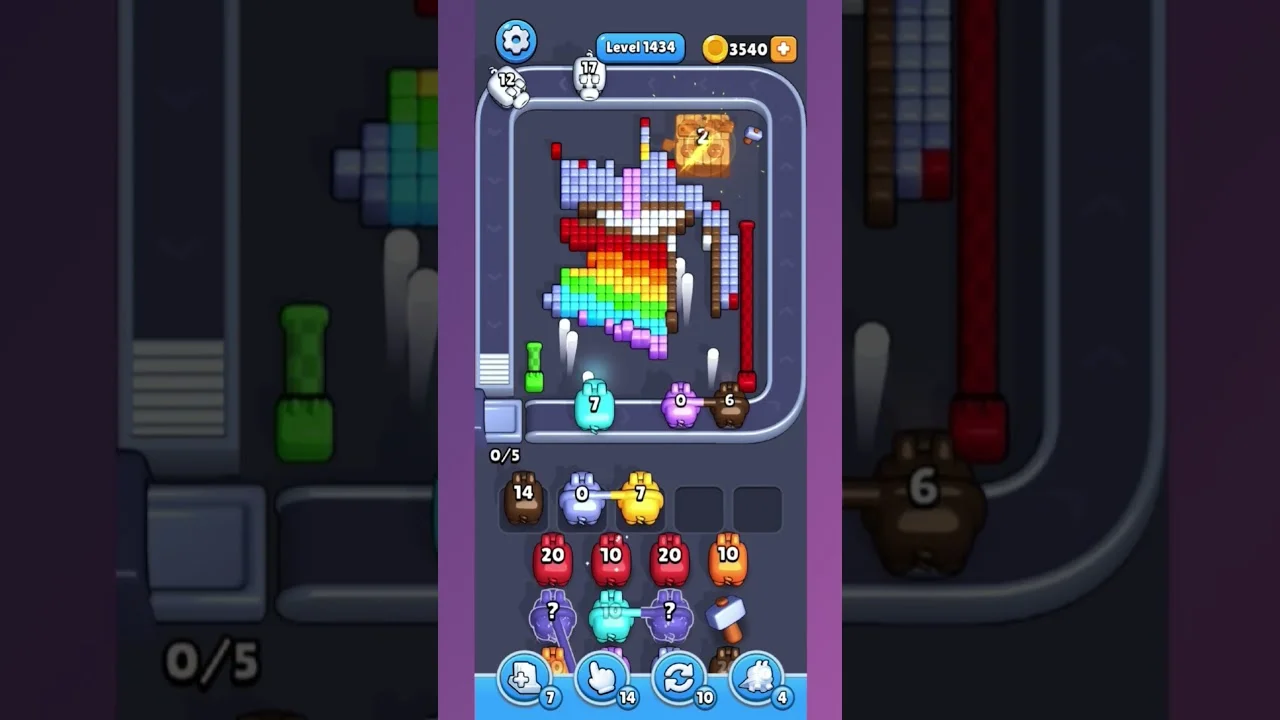 Pixel Flow Level 1434 grid layout and solution screenshot