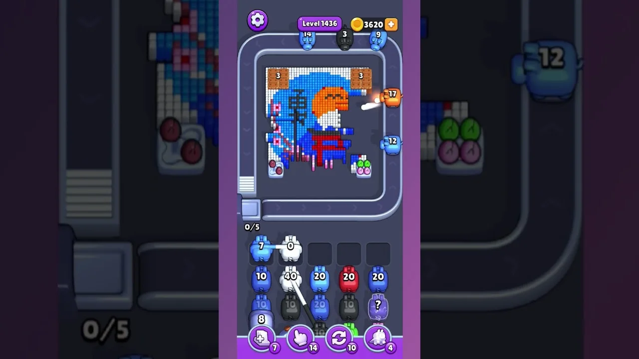 Pixel Flow Level 1436 grid layout and solution screenshot
