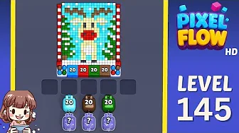 Pixel Flow Level 145 grid layout and solution screenshot