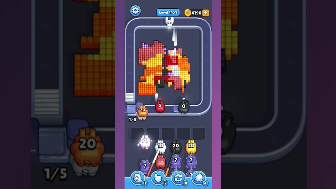 Pixel Flow Level 1459 grid layout and solution screenshot