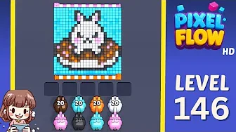 Pixel Flow Level 146 grid layout and solution screenshot