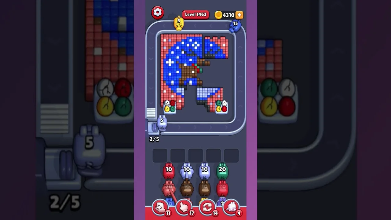 Pixel Flow Level 1462 grid layout and solution screenshot