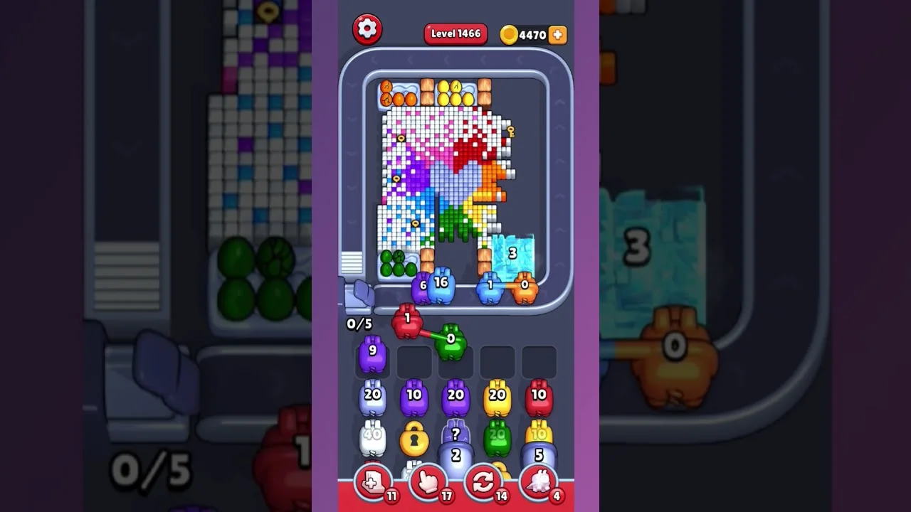 Pixel Flow Level 1466 grid layout and solution screenshot