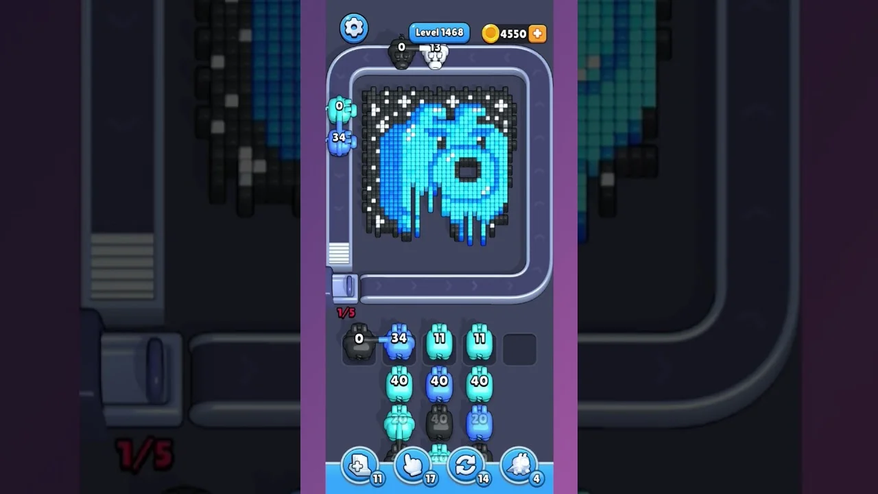 Pixel Flow Level 1468 grid layout and solution screenshot