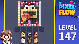 Pixel Flow Level 147 grid layout and solution screenshot